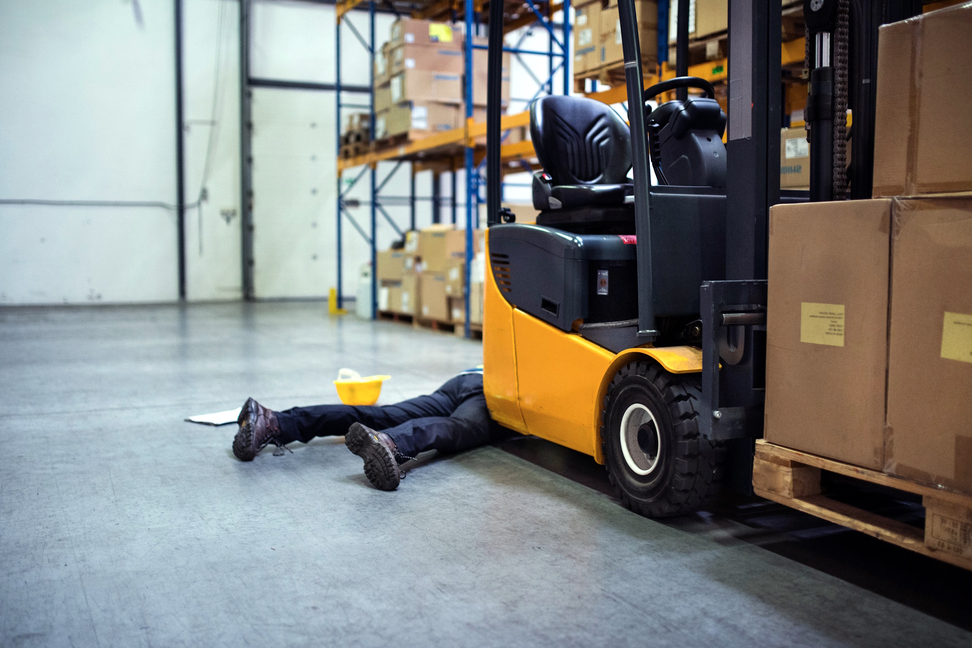 forklift truck accident at work background