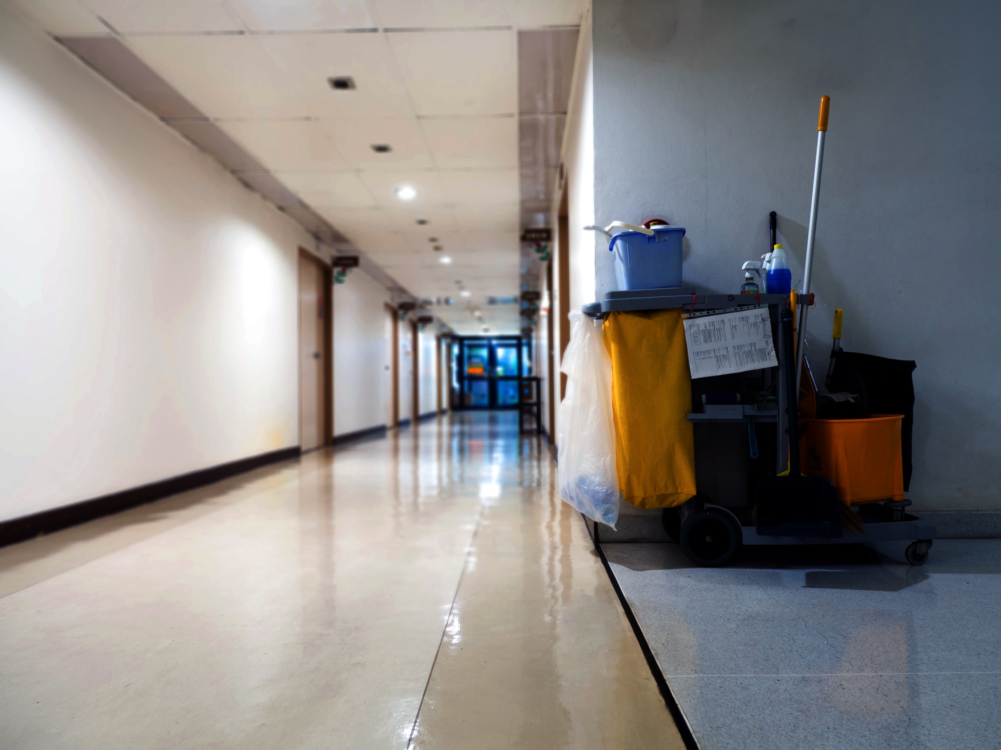 wet floor in workplace background